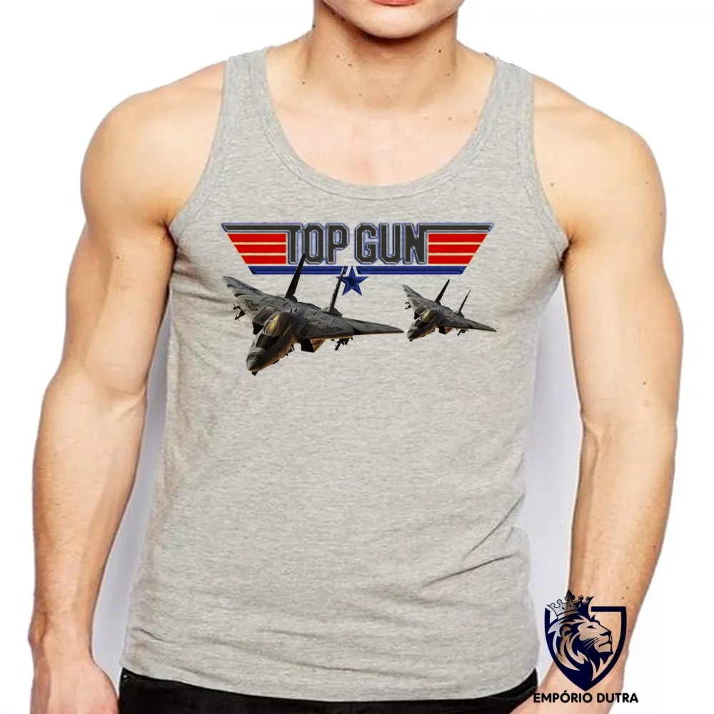 Camiseta Regata adulto ou infantil Top Gun avião a jato