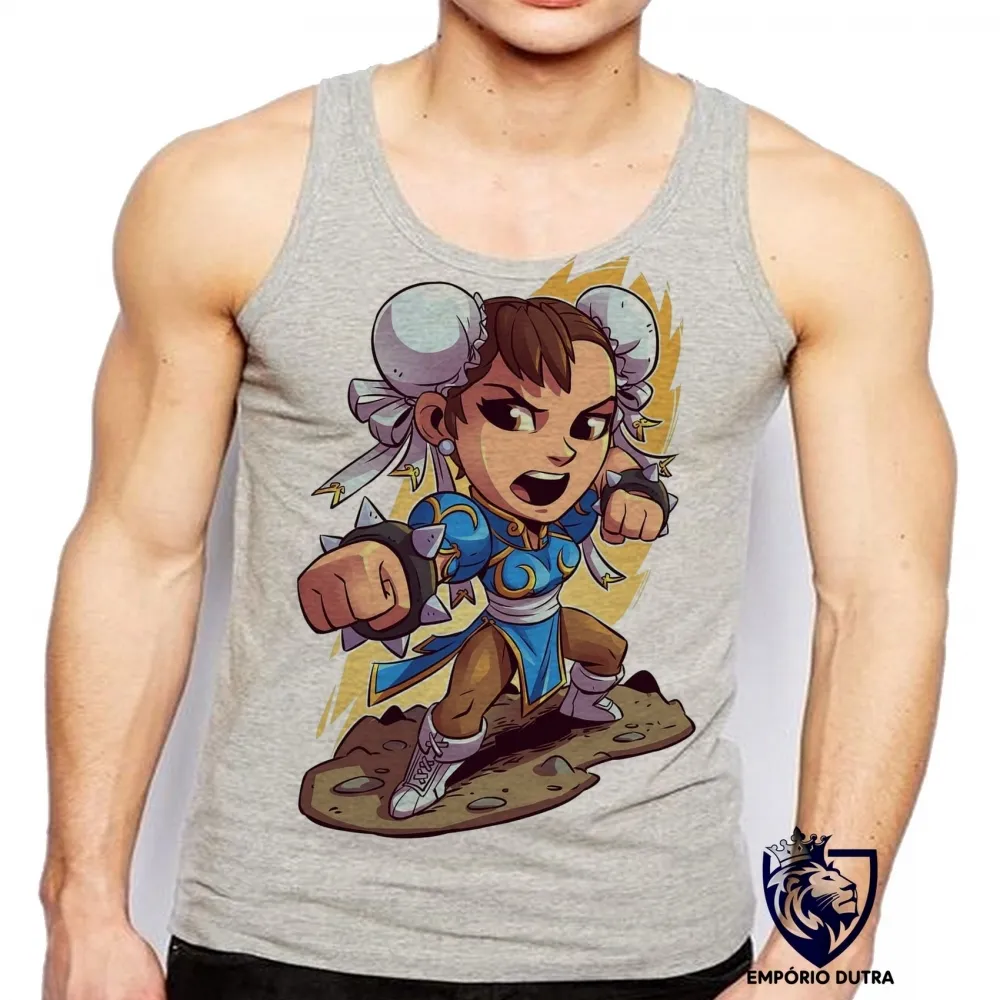 Camiseta Regata adulto ou infantil chun li street figther game Imagem