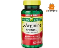 L Arginine 500mg Spring Valley C/100 Capsulas Metabolismo Muscular Importado