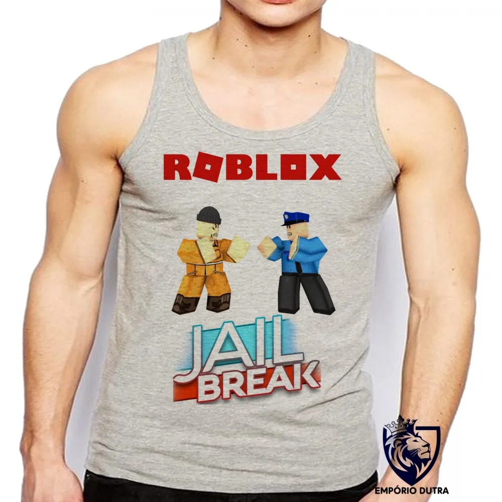 Camiseta Regata adulto ou infantil roblox jail break game jogo pc skin