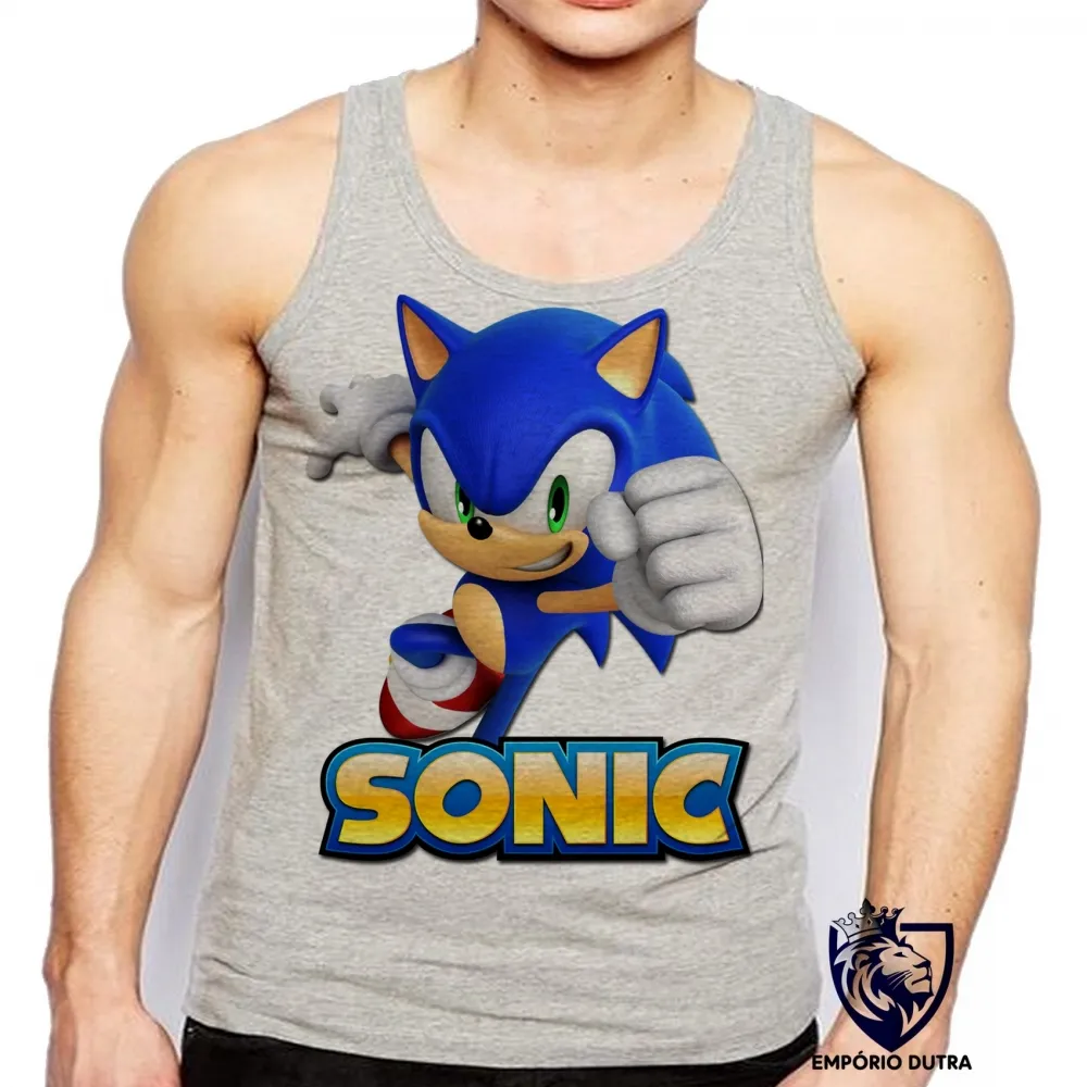 Camiseta Regata adulto ou infantil Sonic