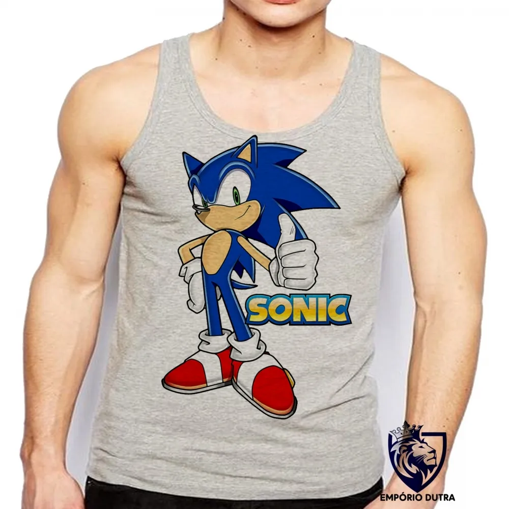 Camiseta Regata adulto ou infantil Sonic porco espinho