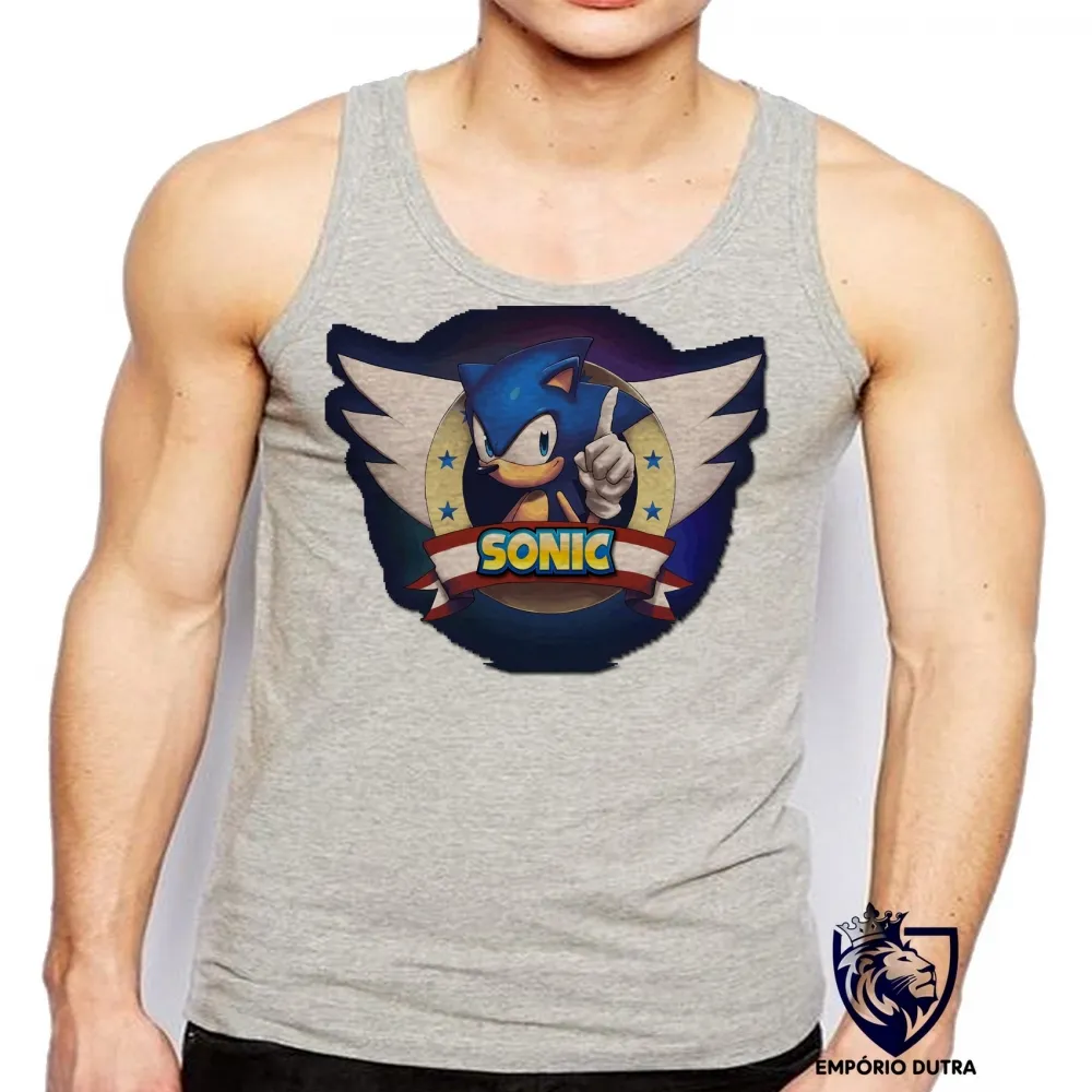 Camiseta Regata adulto ou infantil Sonic mega drive Imagem