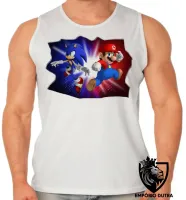 Camiseta Regata adulto ou infantil Sonic Mário - Foto 2