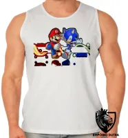 Camiseta Regata adulto ou infantil Sonic Mário game - Foto 2