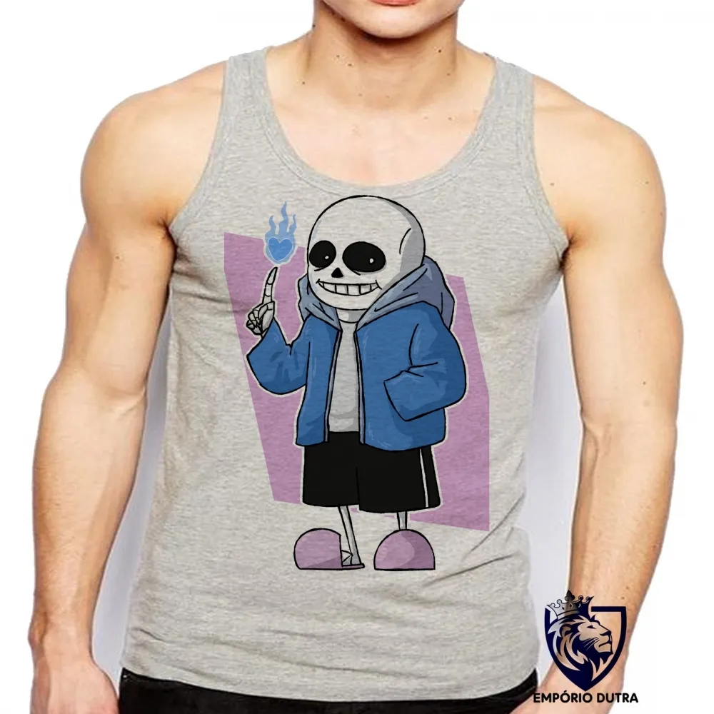 Camiseta Regata adulto ou infantil undertale caveira game jogo android