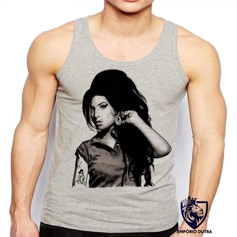 Camiseta Regata adulto ou infantil Amy Winehouse Desenho rock Imagem