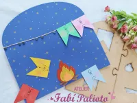 G1.658 Gabarito de Moldes  em MDF Big Luva História Bandeirinhas  - Foto 4