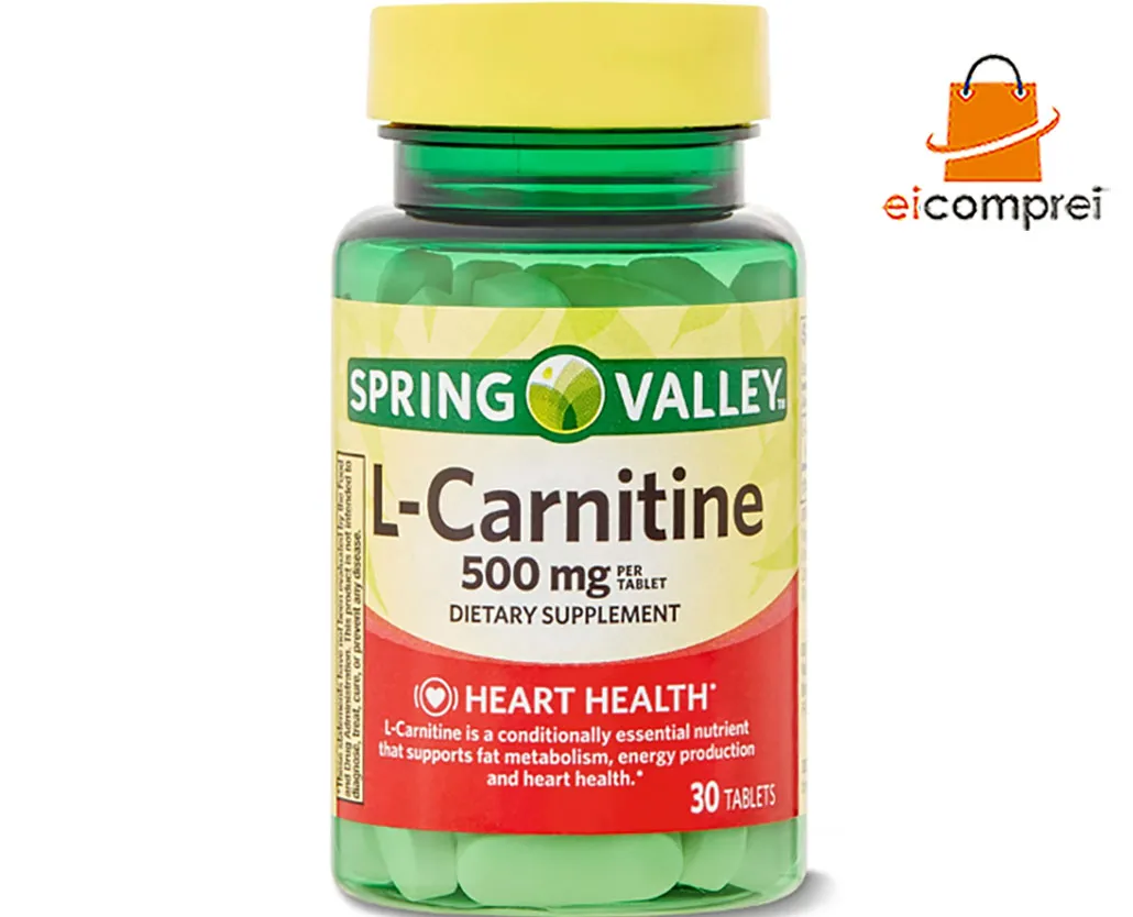 Spring Valley L-Carnitine 500mg C/30Tablets Saúde do Coração Importado EUA + Frete Grátis