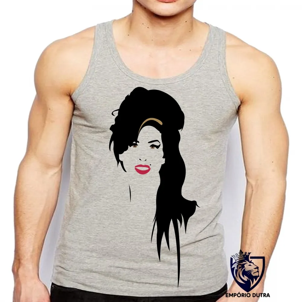 Camiseta Regata adulto ou infantil Amy Winehouse Sorriso rock Imagem