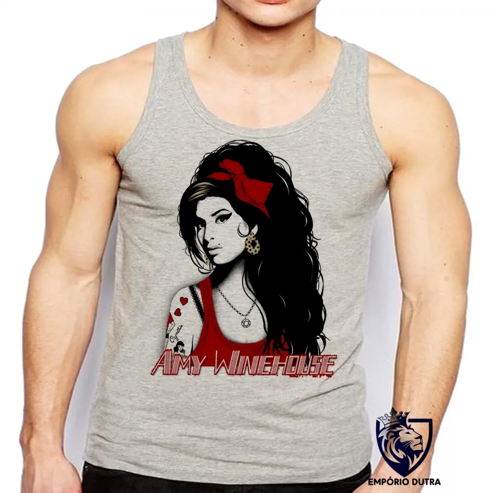 Camiseta Regata adulto ou infantil Amy Winehouse vermelho rock Imagem