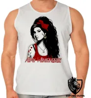 Camiseta Regata adulto ou infantil Amy Winehouse vermelho rock - Foto 2