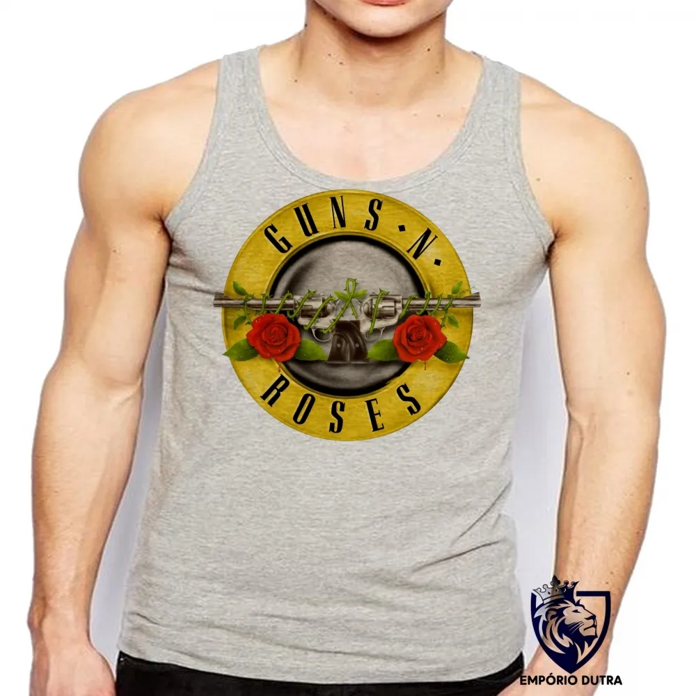 Camiseta Regata adulto ou infantil axl rose guns in roses armas rosas Imagem