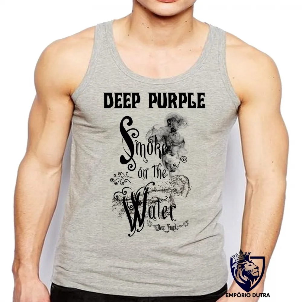 Camiseta Regata adulto ou infantil deep purple smoke in the water rock