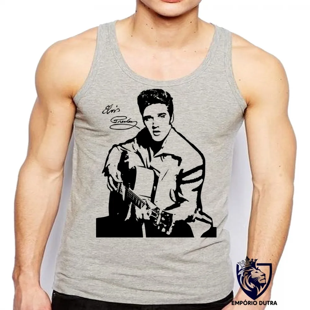 Camiseta Regata adulto ou infantil Elvis Presley violão Imagem