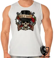 Camiseta Regata adulto ou infantil guns in roses caveira rock in roll - Foto 2