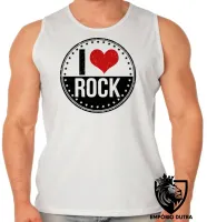 Camiseta Regata adulto ou infantil I love rock redondo - Foto 2