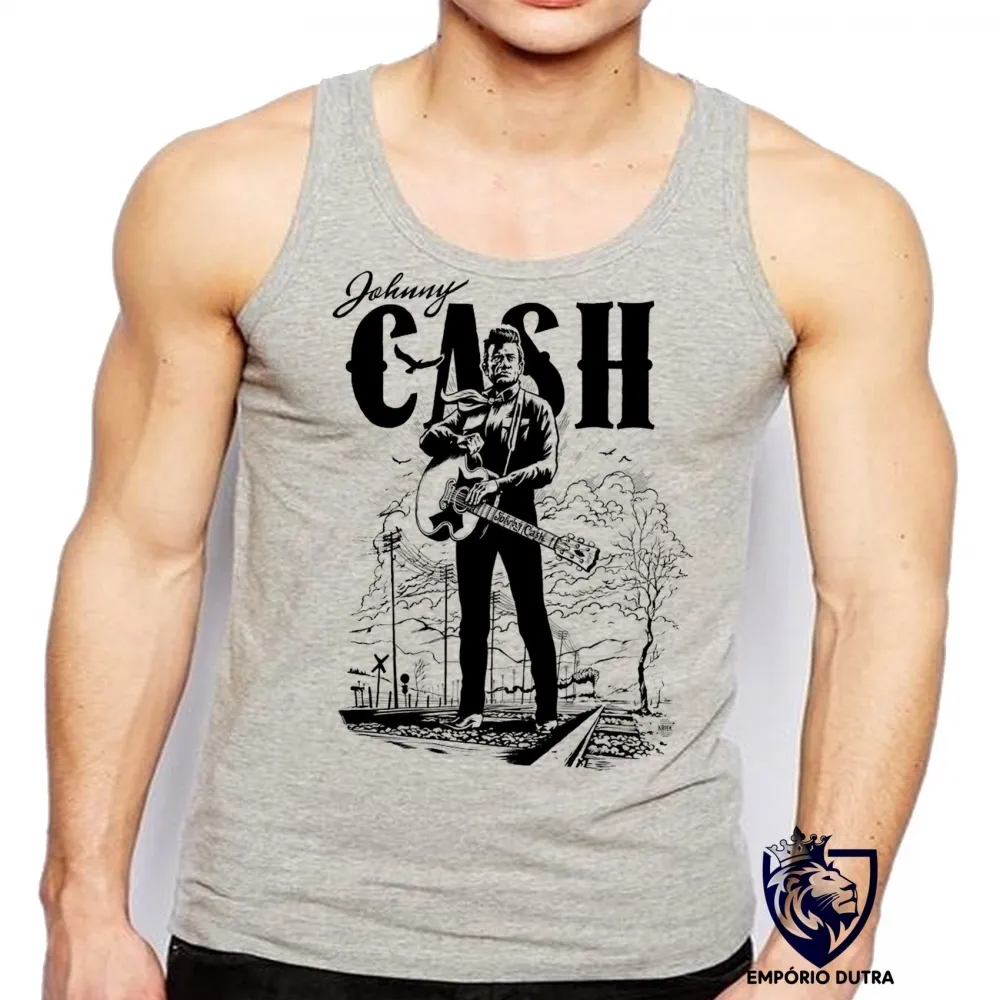 Camiseta Regata adulto ou infantil Johnny Cash violão