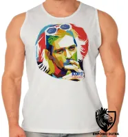 Camiseta Regata adulto ou infantil Kurt Cobain nirvana smoking colorido - Foto 2