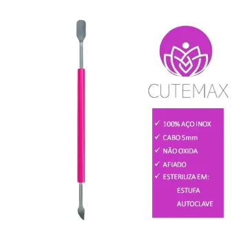 CUTEMAX - Espátula Dupla Cutícula em Aço Inox C/ Silicone - #106