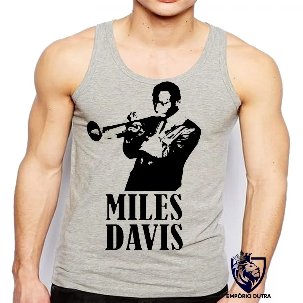Camiseta Regata adulto ou infantil Mile Davis trompete piston Imagem