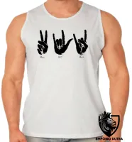 Camiseta Regata adulto ou infantil Paz love rock libras - Foto 2