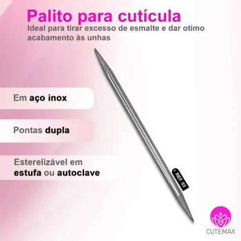CUTEMAX - Palito Para Cuticulas em Aço Inox - #03 - Foto 2