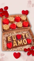 Placa de chocolate  Eu Te Amo e Rosas de Chocolate
