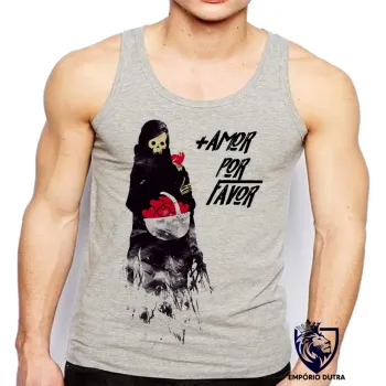 Camiseta Regata adulto ou infantil mais amor por favor caveira morte
