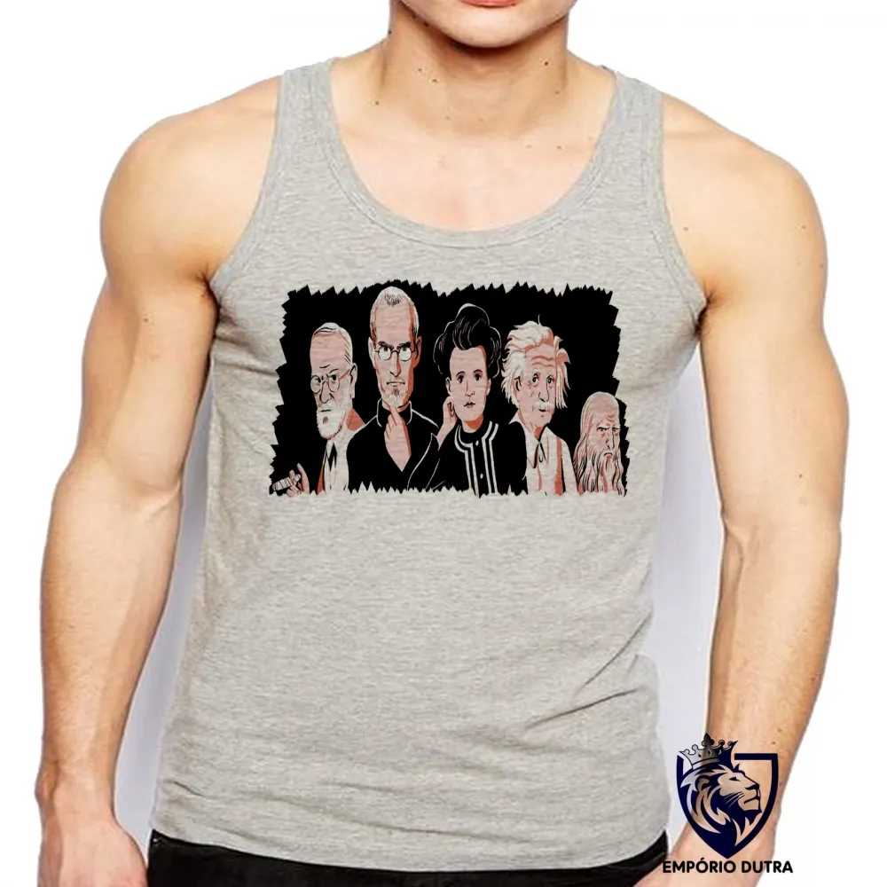 Camiseta Regata adulto ou infantil albert einstein leonardo da vinci sigmund freud steve jobs marie curie Imagem