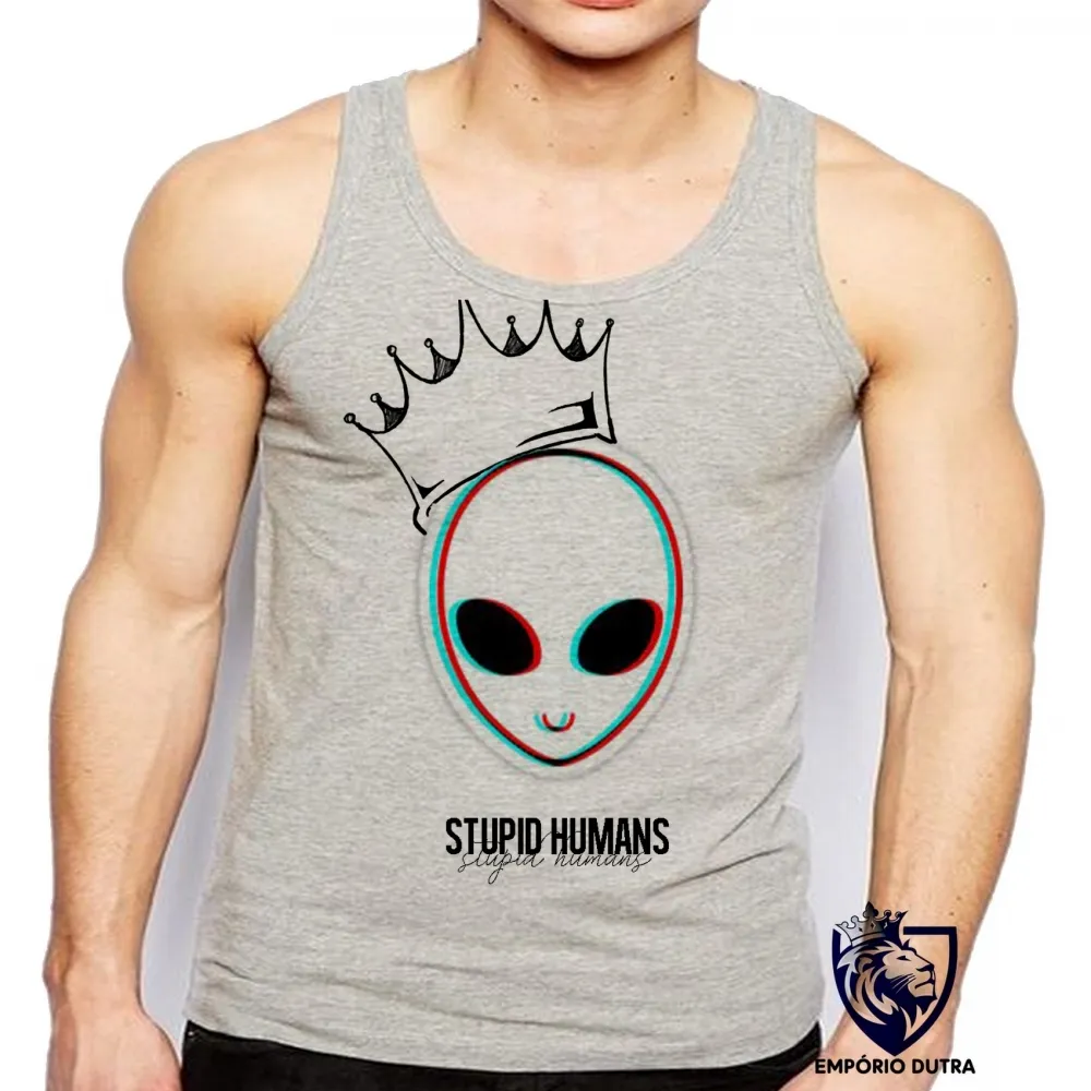 Camiseta Regata adulto ou infantil Alien et stupid humans extraterrestre Imagem