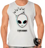Camiseta Regata adulto ou infantil Alien et stupid humans extraterrestre - Foto 2