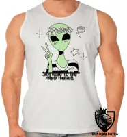 Camiseta Regata adulto ou infantil Alien say hello to the dumb humans - Foto 2