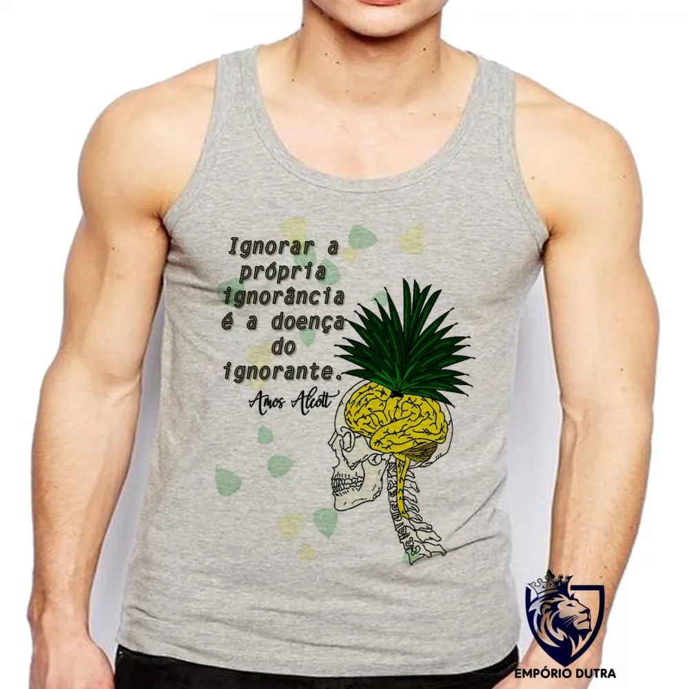 Camiseta Regata adulto ou infantil Amos Alcott ignorância cerebro gado Imagem