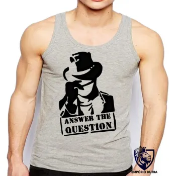 Camiseta Regata adulto ou infantil Answer the question chapeu cap