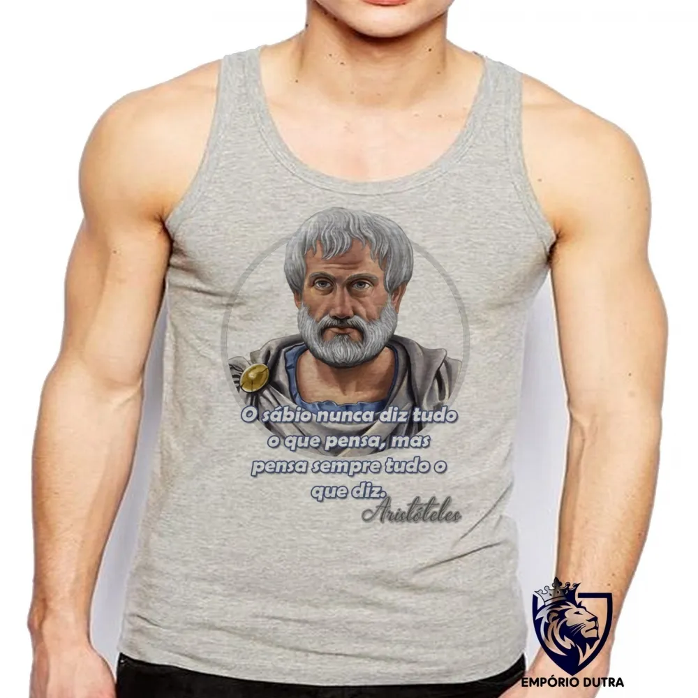 Camiseta Regata adulto ou infantil Aristóteles filósofo grego filosofia Imagem