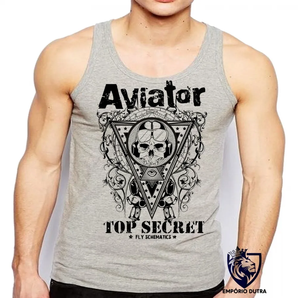Camiseta Regata adulto ou infantil Aviator Top Secret Avião