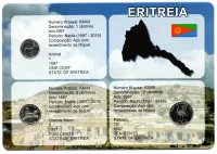 Eritreia - 1997 - Cartela com 3 Moedas - Fc
