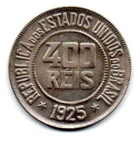 1925 - 400 Réis - Moeda Brasil - Estado de Conservação: Soberba/Fc
