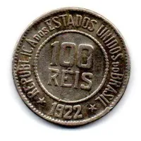 1922 - 100 Réis - Moeda Brasil - Estado de Conservação: Bem Conservada (BC)
