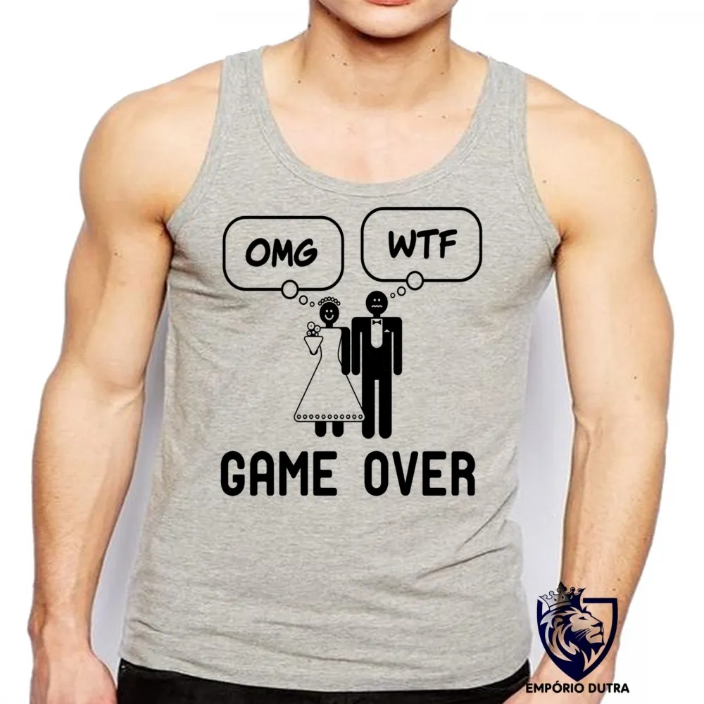 Camiseta Regata adulto ou infantil Casamento game over engraçado Imagem