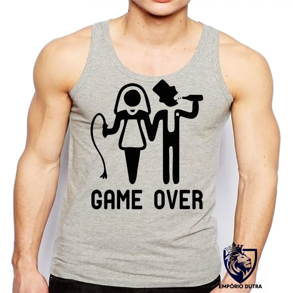 Camiseta Regata adulto ou infantil casamento namorado game over noivado