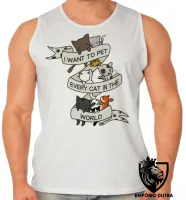 Camiseta Regata adulto ou infantil Cat pet world gato gatinho felino - Foto 2