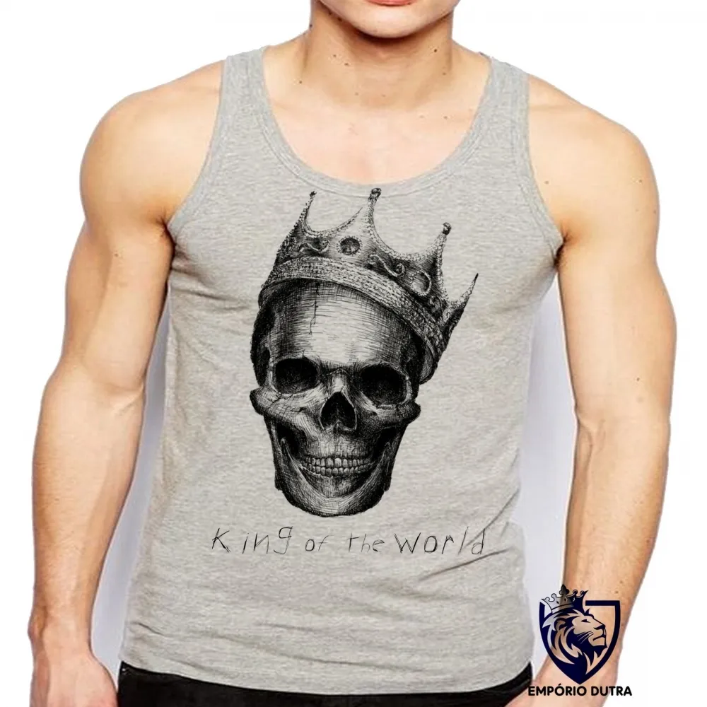 Camiseta Regata adulto ou infantil caveira coroa rei mexicana Imagem