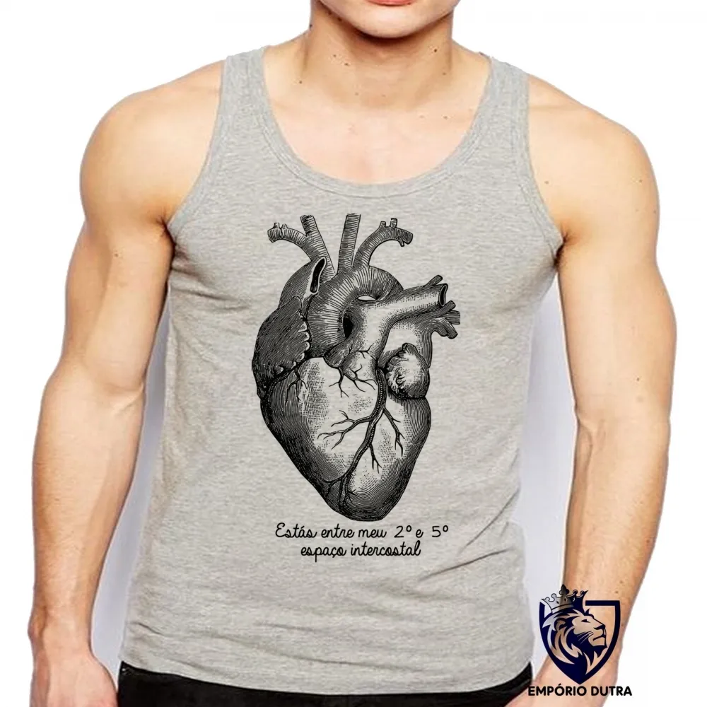 Camiseta Regata adulto ou infantil coração intercostal enfermagen medicina Imagem