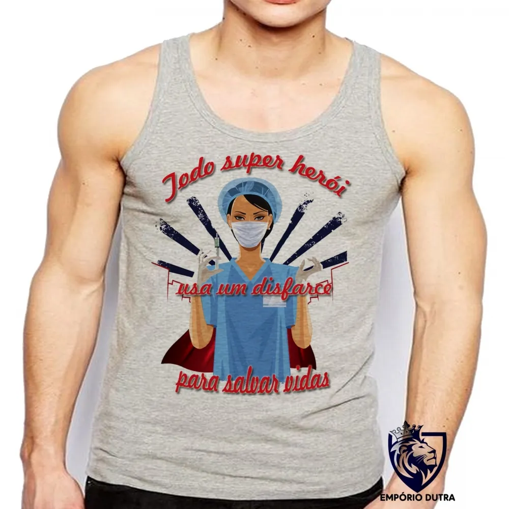Camiseta Regata adulto ou infantil enfermagem enfermeira super herói salvar vidas