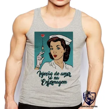 Camiseta Regata adulto ou infantil Enfermagem injeção de amor