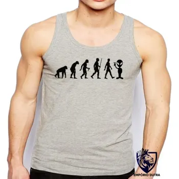 Camiseta Regata adulto ou infantil evolução alien et