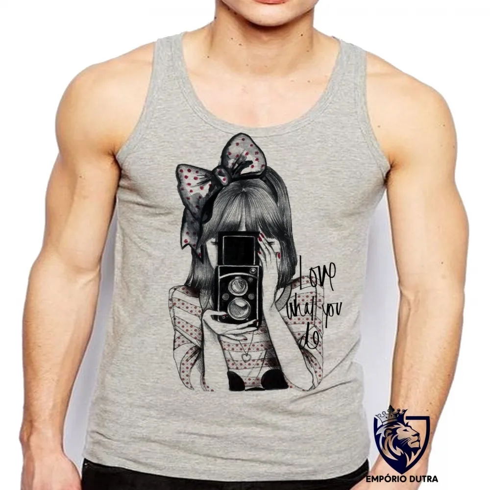 Camiseta Regata adulto ou infantil Fotógrafo fotografia love what you do Imagem