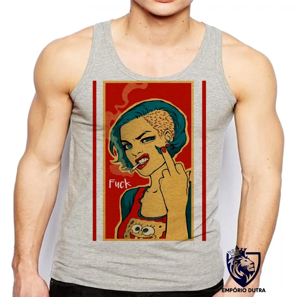 Camiseta Regata adulto ou infantil Fuck woman mulher cigarette Imagem